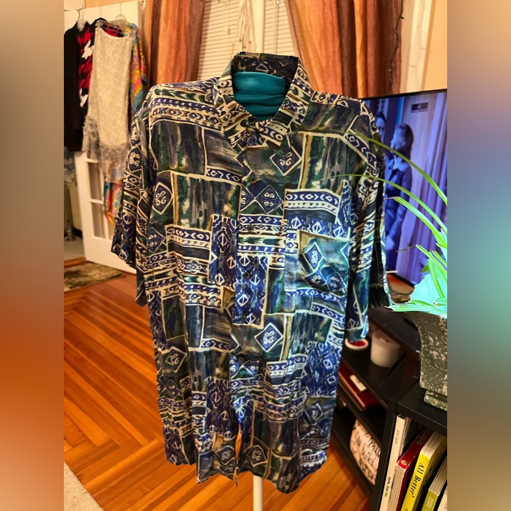 Robert Stock Men’s Silk Abstract Shirt